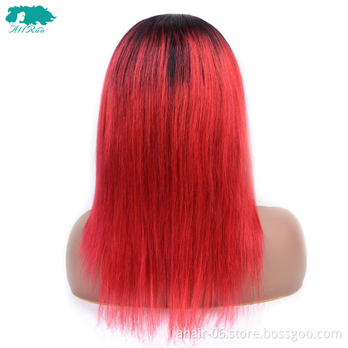 wholesale virgin brazilian human wick hair 1b red ombre color human hair wig